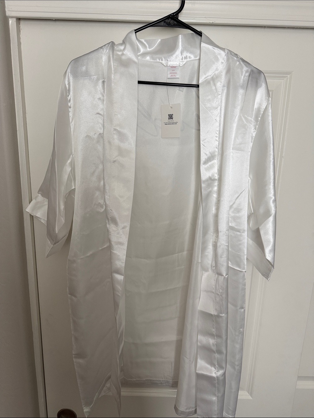 White Satin 'Bride' Robe with Silver Script - Picture 2 of 3
